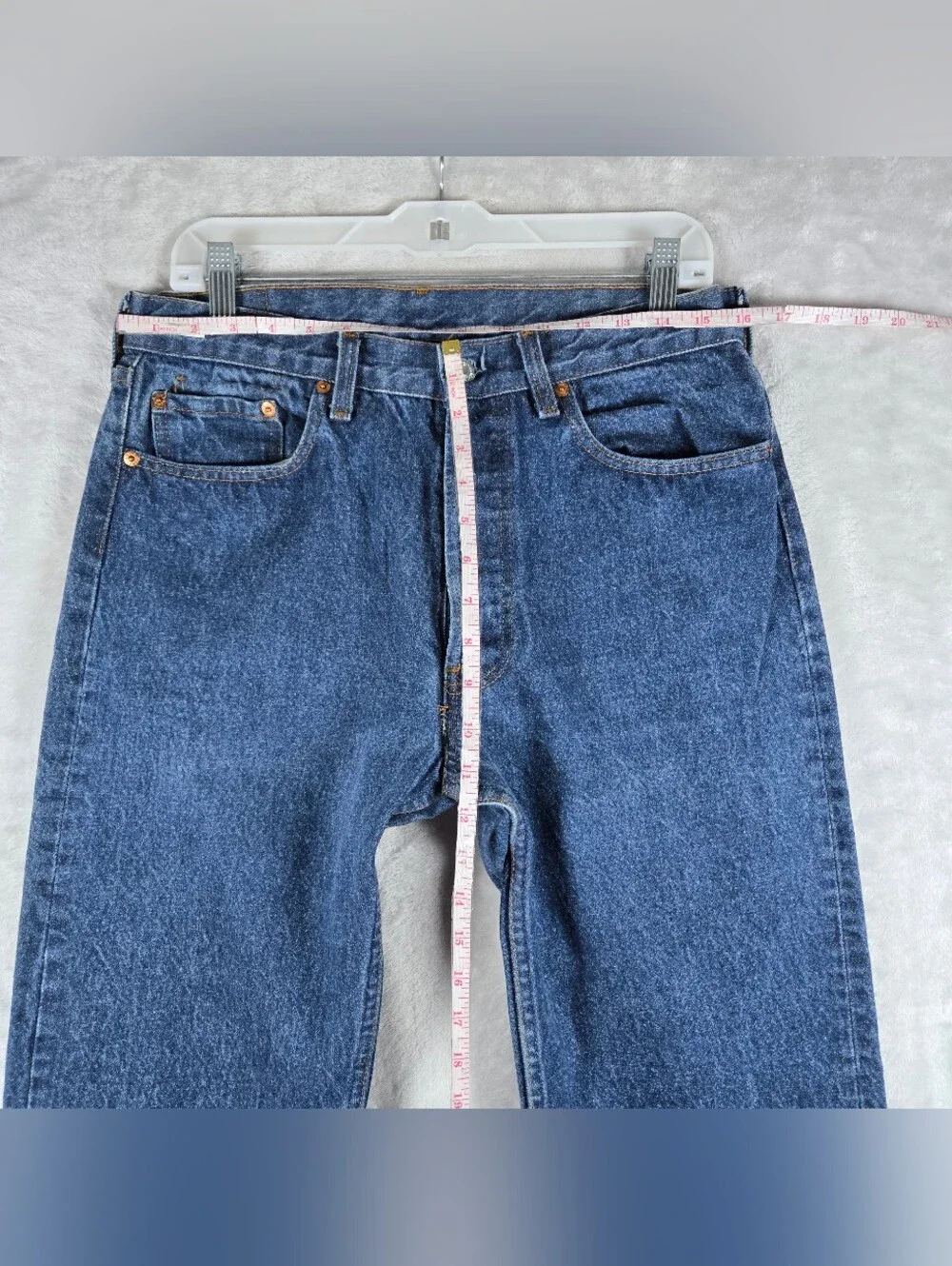 Levis 501 Fuzzy Straight Blue Jeans Mens Size 32x34 Button Fly USA Made 70’s Vtg